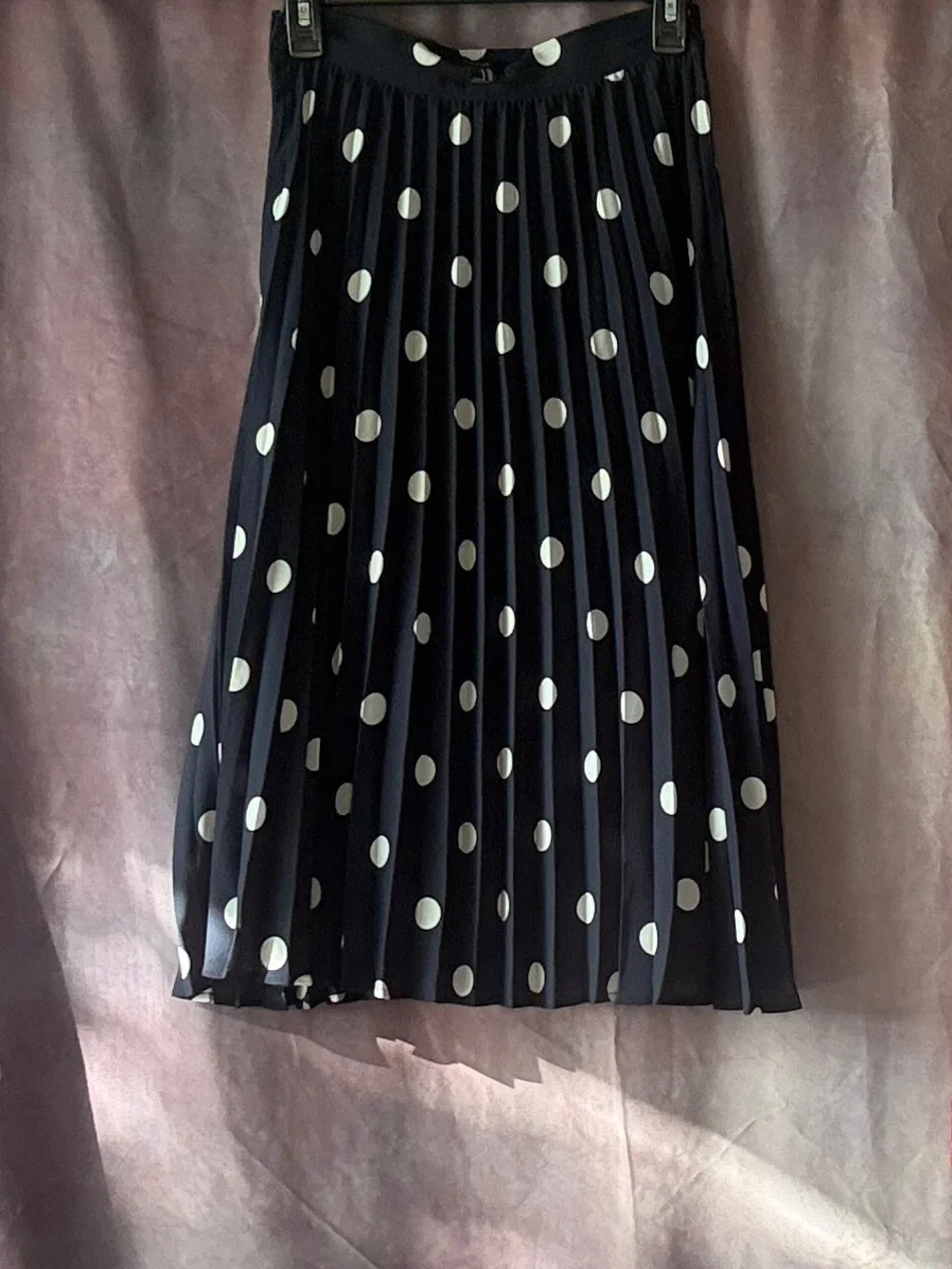 Forever 21 Navy and White Polka Dot Pleated Skirt